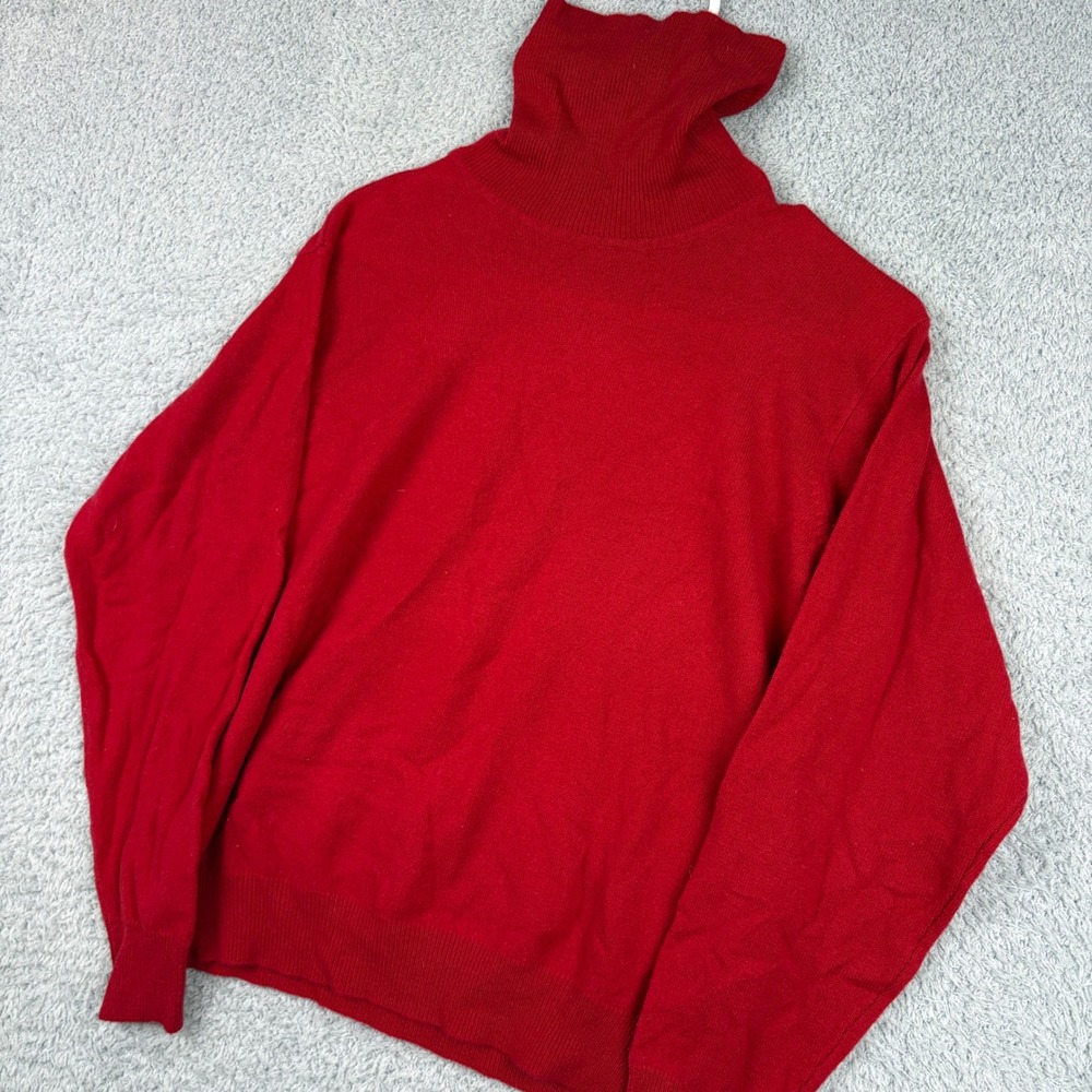 Lord & Taylor Turtleneck Sweater Womens Large Red 100% Cashmere 2 Ply Soft